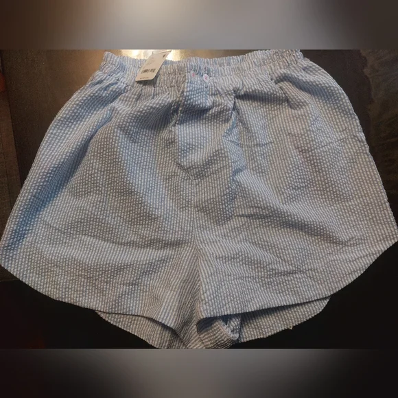 Free People INTIMATELY Blue and White Striped Shorts - Picture 7 of 7